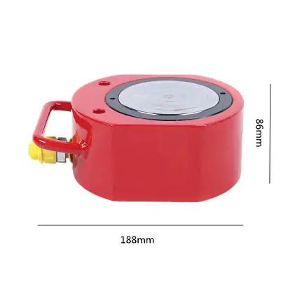 Badass 100 Ton Hydraulic Pancake Cylinder Ram And High Capacity Lifting Jack Built Tough For Auto Garage Crews And Heavy Industrial Site Workloads Daily, red 188mm round design.