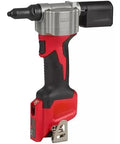 Badass Heavy-Duty M12 Compatible Rivet Tool Cordless Power Tool, weighs 4.8 lbs, featuring a red and black ergonomic grip.