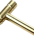 Close-up of brass hammer from Compact 6-In-1 Precision Mini Multi-Tool for watch repair and electronics.