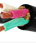 10 4 SOOW Portable Cord 10 Foot 4 Wire Heavy Duty Bulk Cable With Tough As Nails 600 Volt 30 Amp Rating Waterproof Oil Resistant Jacket For Everyday Project Work showing interior wires.