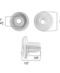 Top Notch Horizontal Blind Bottom Rail Ladder Plugs 9 32 1 2 3 4 Inch Replacement Hardware White Plastic with specified measurements.