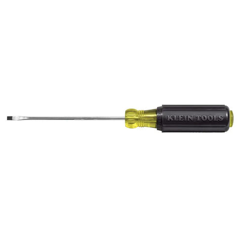 Single screwdriver from 4 Piece Mini Slotted And Phillips Screwdriver Set With Tip-Ident For Quick Type ID, Cushioned Grip Handles.