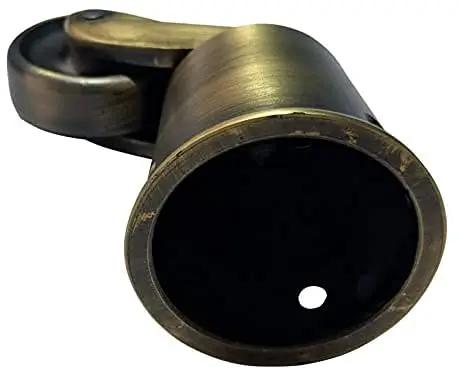 Solid Brass Round Casters Four Pack Antique Brass Finish Heavy Duty Rollers detailed view of a single caster wheel.