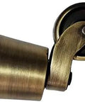 Solid Brass Round Casters Four Pack Antique Brass Finish Heavy Duty Rollers To Kick Up Your Furniture Setup With A Slick Polish Lacquer That Glides Smooth And Looks Dang Sharp, side view of a single caster.