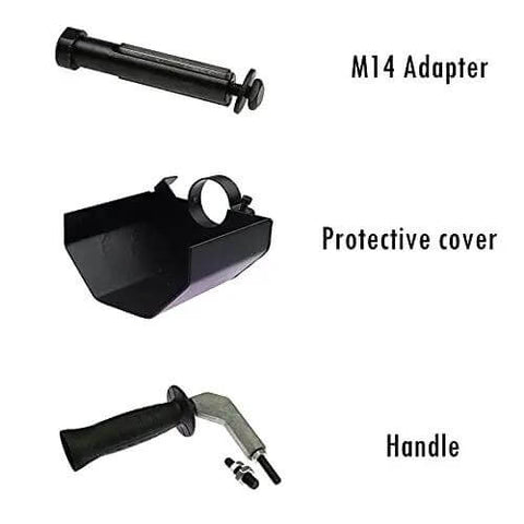 Components of Grinder Conversion Kit Drum Polisher Attachment For M10 And M14 Angle Grinders With Protective Cover And Shaft