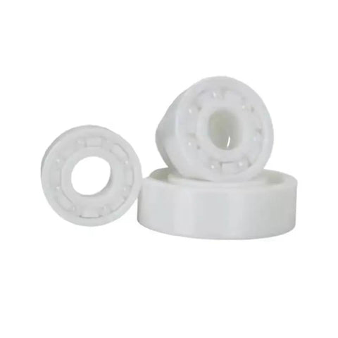 Full Ceramic Bearing ABEC-9 Precision ZrO2 Zirconia Deep Groove Ball Bearing 5x10x4 Millimeters in white ceramic.