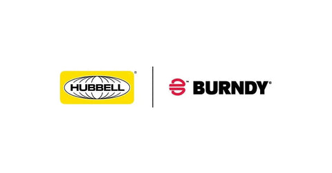 Hubbell and Burndy company logos side by side, representing collaboration in electrical tools.