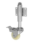 Heavy Hitter Spring Loaded Gate Rollers With Locking Brake Self Adjusting Caster For Farm And Barn Gates sag-free wheel detail.