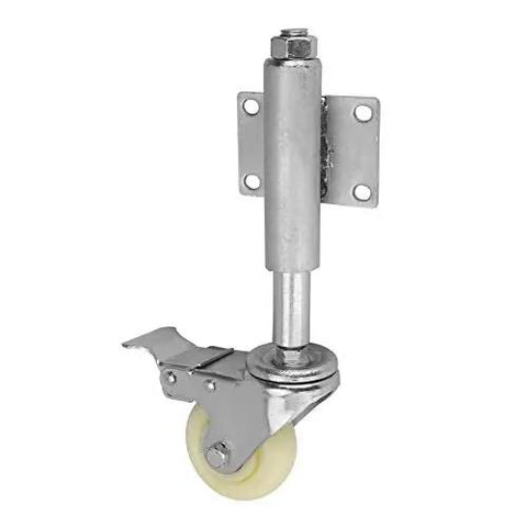 Heavy Hitter Spring Loaded Gate Rollers With Locking Brake Self Adjusting Caster For Farm And Barn Gates sag-free wheel detail.