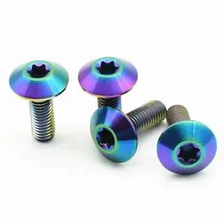 Rad Ultra Lightweight M5x10 Titanium Disc Brake Bolts With Torx T25 Drive And Anti Vibration Rubber Inserts Perfect For Gnarly Trails To Keep Your Sick Bike Setup Locked In And Rolling Smooth, in vibrant color finish.