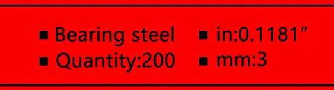 Chrome Steel Bearing Balls 3mm 200 Pack Rock Solid Non Magnetic Precision Spheres Built Tough label showing specifications.