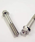 Badass Grade Five Titanium Flange Bolts M8x45mm Allen Hex Socket Screws for Custom Street Race Mods Turbos And Piping, detailed view.