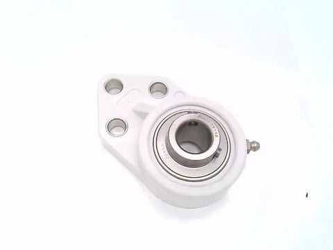 MUCFBL204-12W 0.75 Inch Bore Ball Bearing Unit Flange Mount Set Screw Locking Three-Bolt PBT Thermoplastic Housing with Flinger