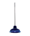 High Octane Modern Toilet Plunger with Sleek Clear Acrylic Handle and Bold Blue Rubber Head for bathroom use