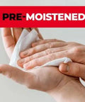 Eyeglasses cleaning wipe, front view: white pre-moistened wipe used on glasses