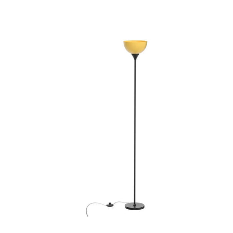 Remote Control Torchiere Floor Lamp With Stepless Dimming And Color Temperature, 9W LED Bulb Included, Matte Black, foot switch visible