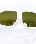 Game Changing Heavy Duty Ipl Safety Glasses And Laser Protection Goggles For Beauty Products Block Harmful Uv And Infrared Rays Up To 2000Nm With Od 4 Plus Filtration Slick Coated Lenses Rock Solid Frame Built Tough For Studio Pros, front view with green lenses.