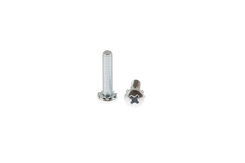 Real Deal Server Rack Mount Cage Nut Screws With 10 32 Thread Pitch And 7 8 Inch Length For Quick Clip In Square Hole Data Center Gear Setup 100 Pack Kit, featuring two screws.