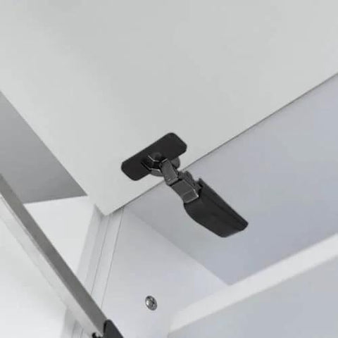 Soft Close Concealed Cabinet Door Hinges With Buffer Damper, Two-Stage Silent Damping For Kitchen Cabinets, mounted on white cabinet