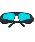 Pro Grade Laser Safety Glasses Offering Hella Secure Coverage Against Red Laser Beams Featuring Top Notch OD4 Plus Filtering And Sweet Clarity For Your Projects, blue tinted lenses with black frames.