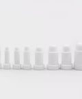 Heavy Duty Ceramic Positioning Pins For Spot Welding Machines Right Angle M10 set of eight sizes on white background.