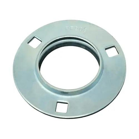 Shop Ready Heavy Duty Round Flanged Pressed Steel Bearing Housing 3 Bolt Mount PF205 PF52 Replacement, zinc plated design.