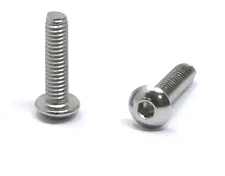 Top Shelf Stainless Steel M2.5 By Ten Millimeter Hex Socket Button Head Cap Screw Bolt Kit shown from side angle, highlighting finish and hex drive.