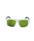 Top Shelf Infrared Laser Safety Glasses For Nd Yag And Diode Cutters Defending 740 To 1100nm Ranges With Badass OD Ratings Up To Seven, clear lens with white frame.