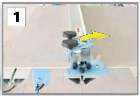Beefy Professional Grade Large Format Panel Tile Cutter Up To 130 Inches Long showing rubber coated scoring beam and cutting wheels.