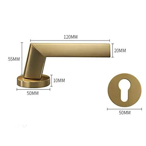Rock Solid Heavy Duty Zinc Alloy Door Handles With Slick Electroplated Gold Finish For Interior Door Locks 120MM handle with 50MM base.