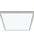 24 Inch Smart LED Flat Panel Ceiling Light Direct Wire In Brushed Nickel, 4000 Lumens, Wi Fi Ready, Bluetooth Capable, No Hub Needed, Fully Tunable White Light From 2700K To 6500K, Voice Control Compatible in white panel view.