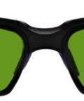Top Shelf Laser Safety Glasses Built With Poly Lenses For Rock Solid Optical Density Eight Plus Blocking Of 190 Through 420Nm And 860 Through 1770Nm Beams While Keeping Eleven Percent Vlt Low And Fully Ansi Rated For The Daily Shop Grind, front view with green polycarbonate lenses.