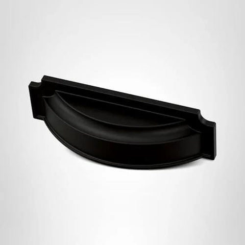 Matte Black Cabinet Handles Set Of 10 Notched Backplate Drawer Pulls 3 Inch or 3-3/4 Inch Durable Metal with Fade and Scratch Resistant Finish