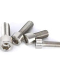 Premium TC4 Titanium Cup Head Hex Socket Machine Screws M1.6 Metric Fasteners 5 Pack displayed on a white background.