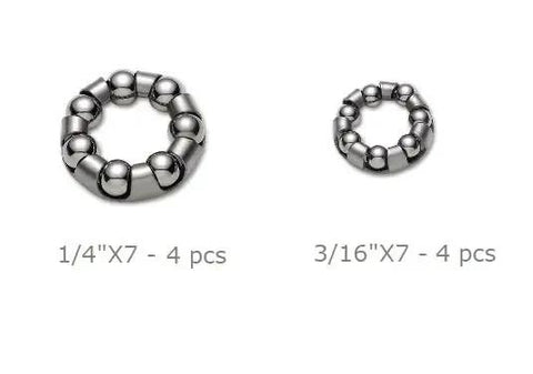 Rider Approved Assorted 8 Piece Replacement Ball Bearing Retainer Cages For Bike Hubs High Grade Carbon Steel set of 1/4" and 3/16" cages.