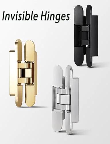 3 Pack Adjustable 180 Degree Silent Concealed Hinges In Black For Wooden Folding And Invisible Doors Hidden Cross Hinges 7 X 1.1 In 17.7 X 2.8 Cm Sleek Quiet Easy Fit Door Hardware Solution
