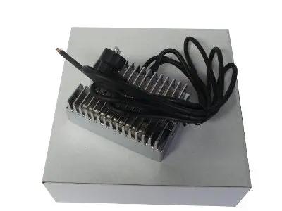 Built Tough Heavy Duty 32 Amp Alternator Kit Featuring Reinforced Stator Rotor For Big Twin Shovelhead Evo And Classic Indian Motorcycles with cooling fins and power cord.