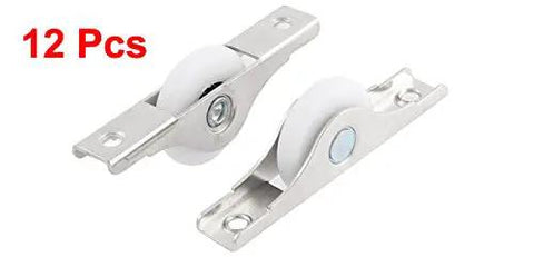 Smooth Rolling Cabinet Sliding Door Roller Pulleys Featuring Heavy Duty Nylon Casters With Rock Solid Brackets For A No Sweat Closet Or Drawer Track Fix Pack Of Twelve - Two nylon casters on metal brackets.