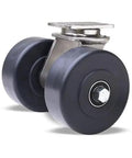 Built Different Heavy Duty Stainless Steel Swivel Caster With Dual Five By Two Inch Nylon Wheels And Sealed Precision Bearings.