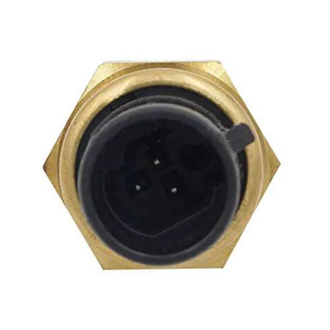 Close-up of Slick Water Pressure Sender Switch with brass exterior and electrical connector for boats seeking crisp gauge readings.