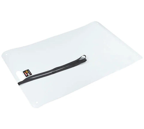 No Sweat Appliance Moving Sliders With Heavy Duty Nylon Tether Strap For Smooth Transport Of Fridges Washers And Dryers Across Hardwood Tile Or Concrete 440 Lbs, white glide pad with black strap.
