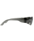 Side view of Badass Impact Resistant Polycarbonate Safety Glasses Featuring Anti Scratch Coating High Flex Comfort Frame And Dope Smoke Tint Lenses.