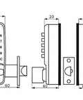 Rock Solid Waterproof Mechanical Deadbolt Door Lock Featuring Rust Proof Aluminum Alloy Steel Keyless Entry Panel dimensions and design blueprint.