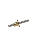 Top Shelf T10 Lead Screw With 304 Stainless Steel And Solid Brass Nut For 3D Printers And Cnc Routers showing a brass nut and steel rod.
