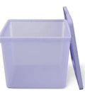 Top Tier Stackable Storage Bin With Lid, Slick Organizer Box For Toys Clothes Books And Games, Space Saving Closet Helper For Bedroom Or Playroom, Light Purple, Straight Up Reliable Build - open view with lid.