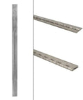 Built Tough As Nails 16 Gauge Aluminum Marine Piano Hinge 72 Inches Long By 1 1/2 Inches Wide shown from side and top angles.