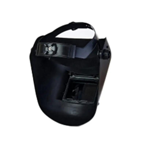 Real Deal OD7 Rated Laser Safety Face Shield For Fiber Optic And Handheld Welding Work With Wide Clear Sight Double Layer Lens angle view showing sturdy design.