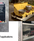 3-view collage of 34-inch heavy-duty drawer slides, side-mount, full-extension, 500 lb, stainless with screws