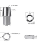 Diagram showing components of 3/4 Threaded Bushing Kit for 4 Link Suspension, including measurements for chromoly bushings and jam nuts.