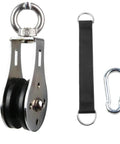 Pulley Wheel Stainless Steel Small Pulley Block 360 Degree Rotating Silent Cable Pully Load Bearing Mechanical Pulleys, Silver (Silver-2) with strap and carabiner